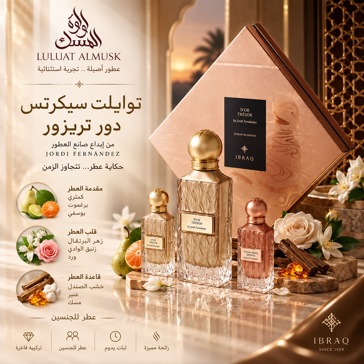 IBRAQ Twilight Secrets D’or Tresor by Jordi Fernández – Unisex Perfume Set 85ml + 2x10ml