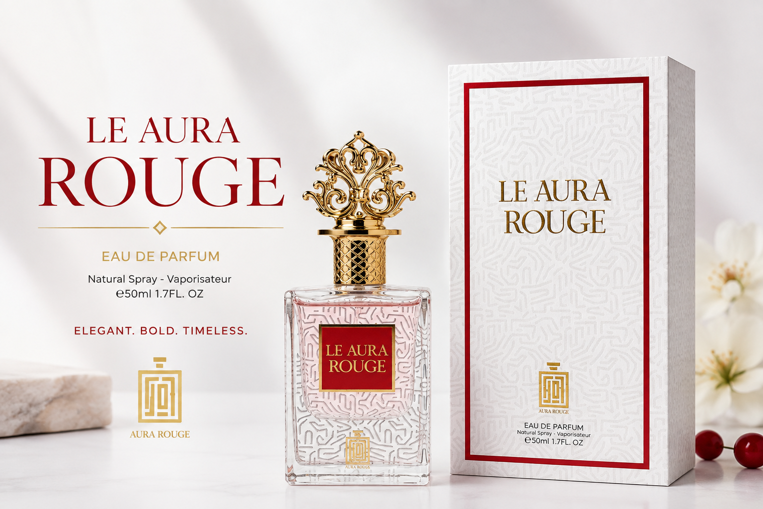 AURA LE AURA ROUGE – 100ML EDP
Inspired by Maison Francis Kurkdjian Baccarat Rouge 540