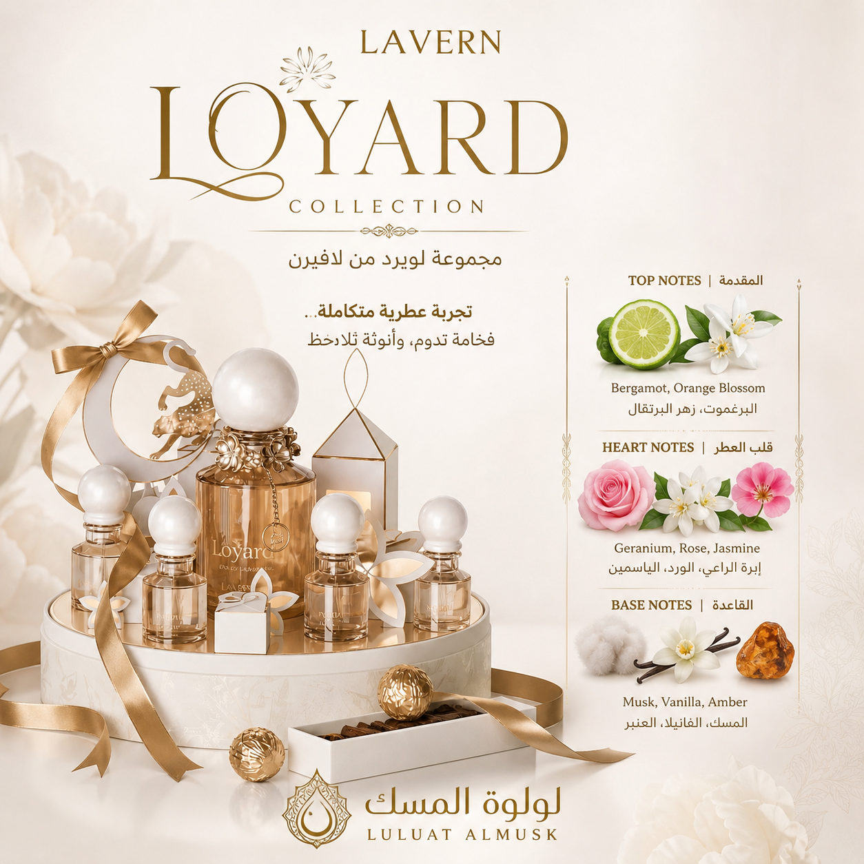 LAVERN Loyard Collection Set 125ml – Luxury Floral Oriental Perfume & Bakhour Set