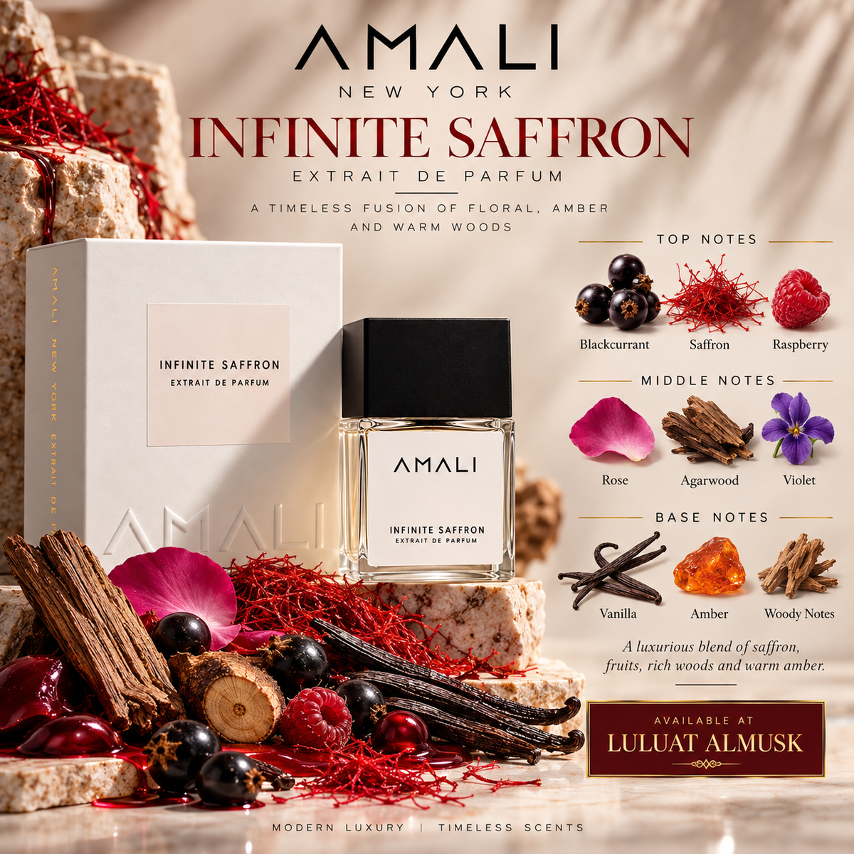 Infinite Saffron Extrait de Parfum – AMALI New York 50 m