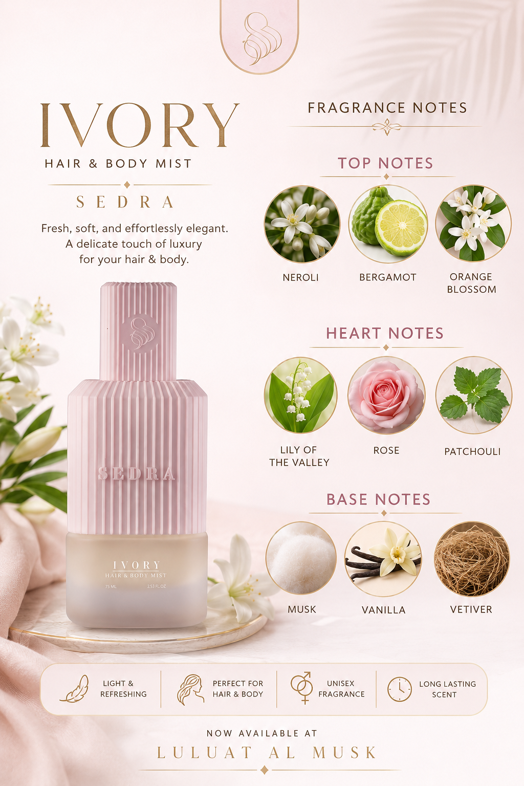 Ivory Hair & Body Mist – 75ml