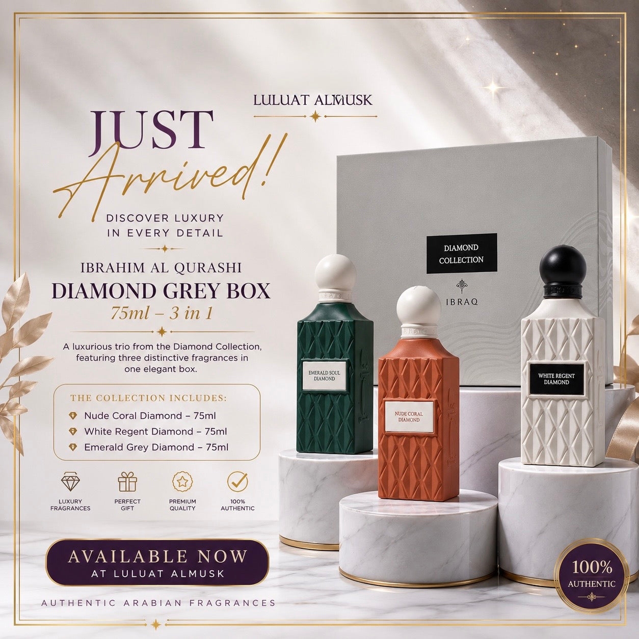 Ibrahim Al Qurashi Diamond Grey Box 75ml – 3 in 1