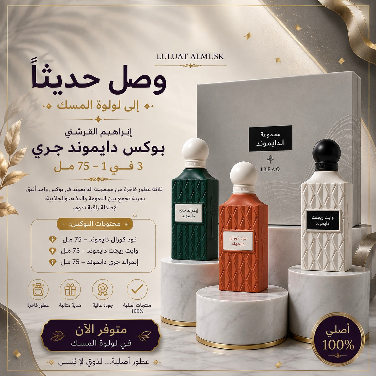 Ibrahim Al Qurashi Diamond Grey Box 75ml – 3 in 1