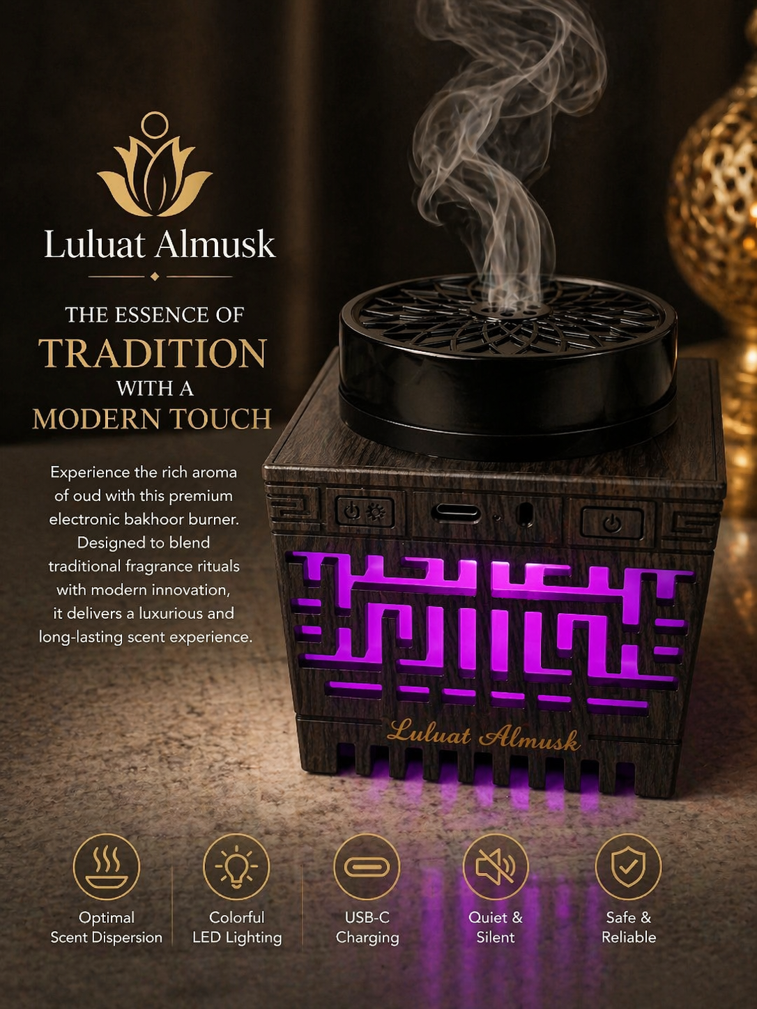 Burner Oud Bakhoor – Luxury LED Edition