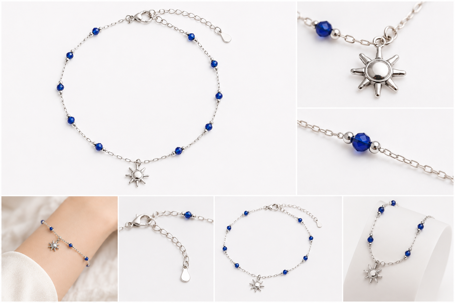 Luluat Almusk Blue Sun Bracelet – Silver