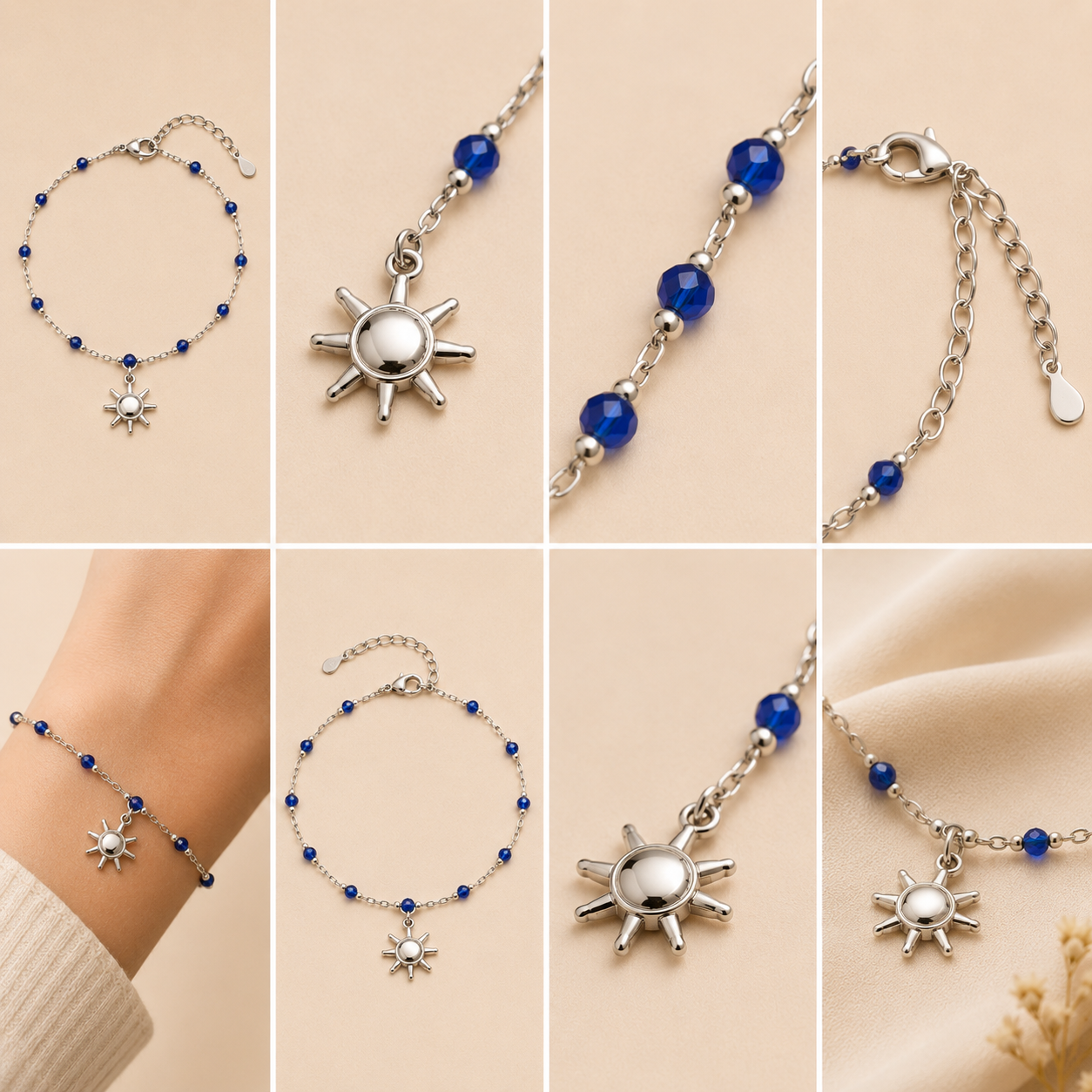 Luluat Almusk Blue Sun Bracelet – Silver