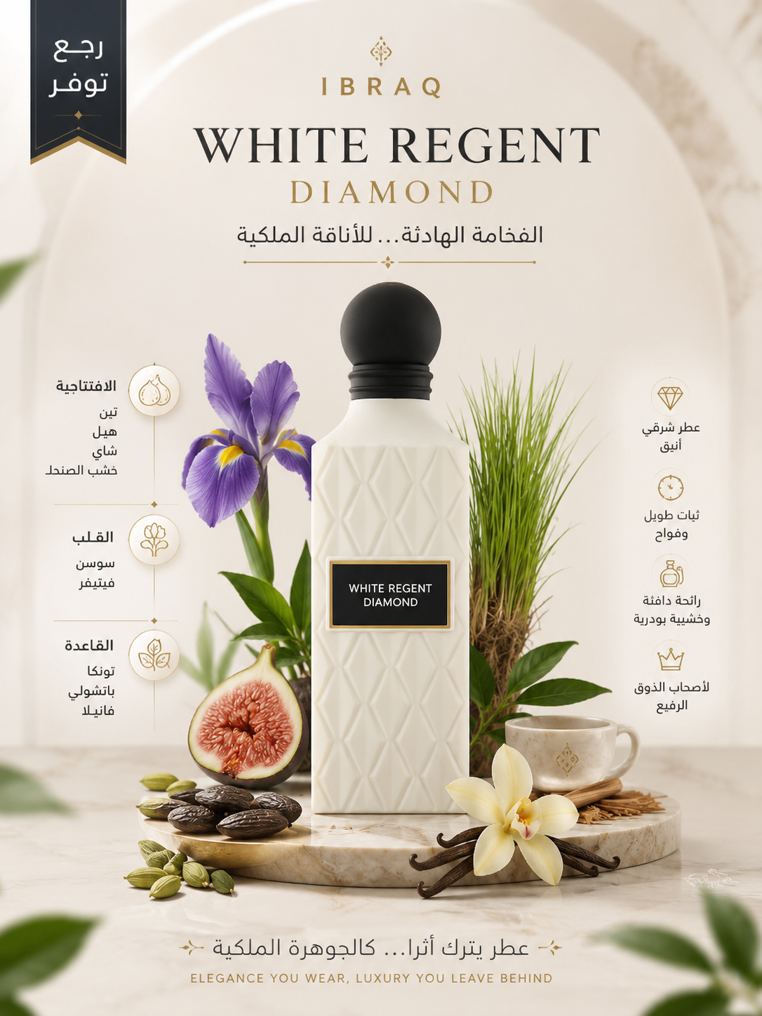 White Regent Diamond by IBRAQ (Formerly Ibrahim AlQurashi) | Luxury Oriental Perfume 150ml | Luluat Al Musk