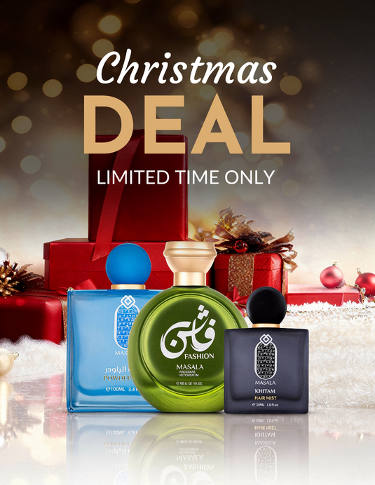 MASALA Gift Set

Powder Blue (100ml) • Fashion Perfume (100ml) • Khitam Hair Mist (50ml)